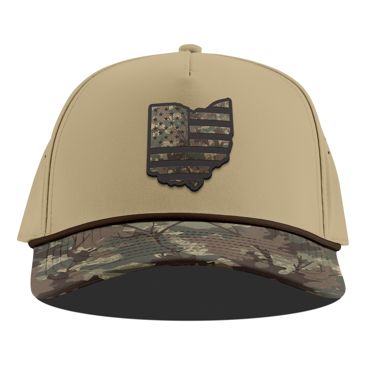 Ohio Timber Camo Patriot Curved 5 Panel Rope Desert/Timber Camo