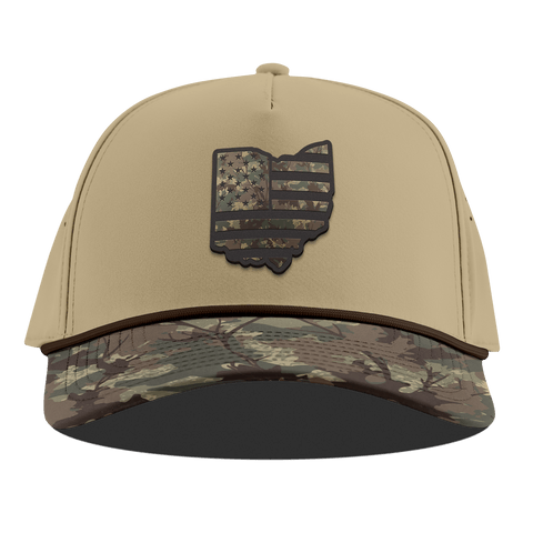 Ohio Timber Camo Patriot Curved 5 Panel Rope Desert/Timber Camo