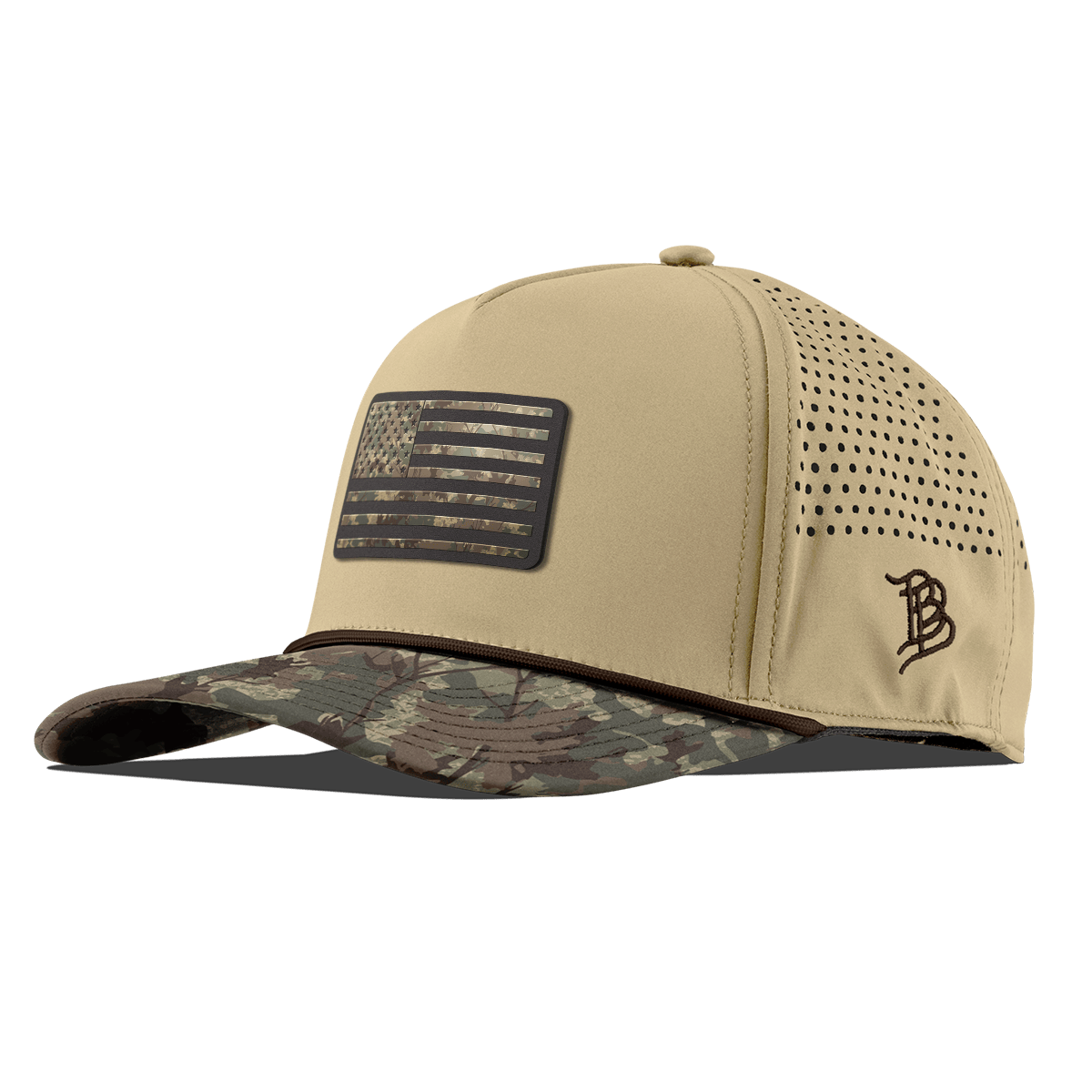 Old Glory Timber Camo Patriot Curved 5 Panel Rope Desert/Timber Camo