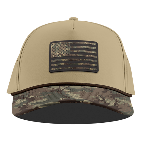 Old Glory Timber Camo Patriot Curved 5 Panel Rope Desert/Timber Camo
