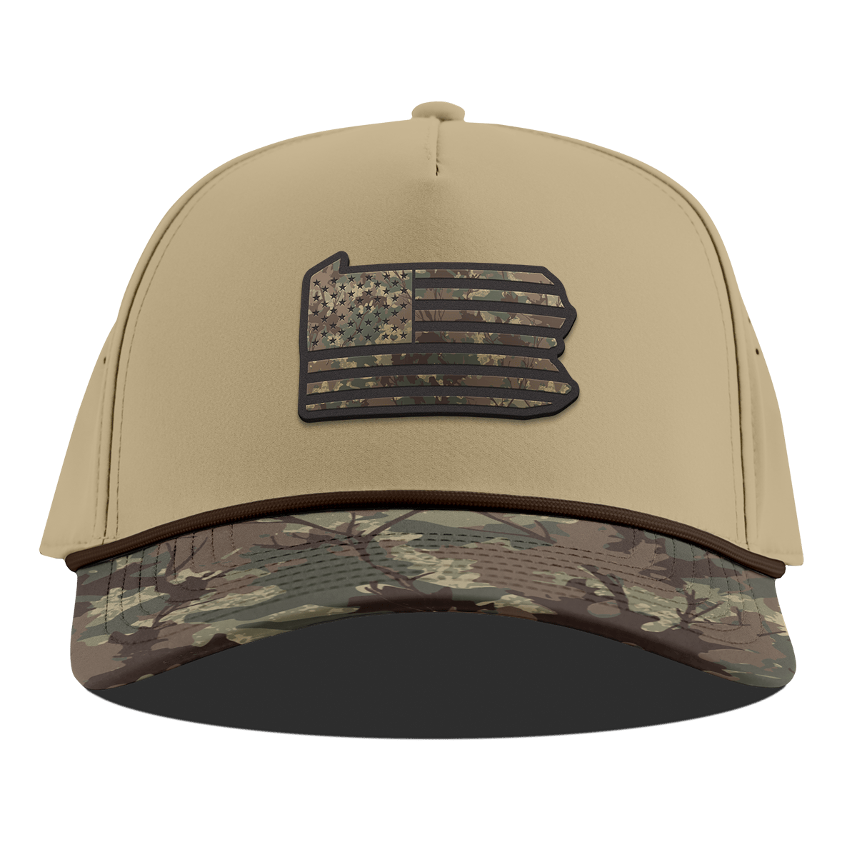 Pennsylvania Timber Camo Patriot Curved 5 Panel Rope Desert/Timber Camo