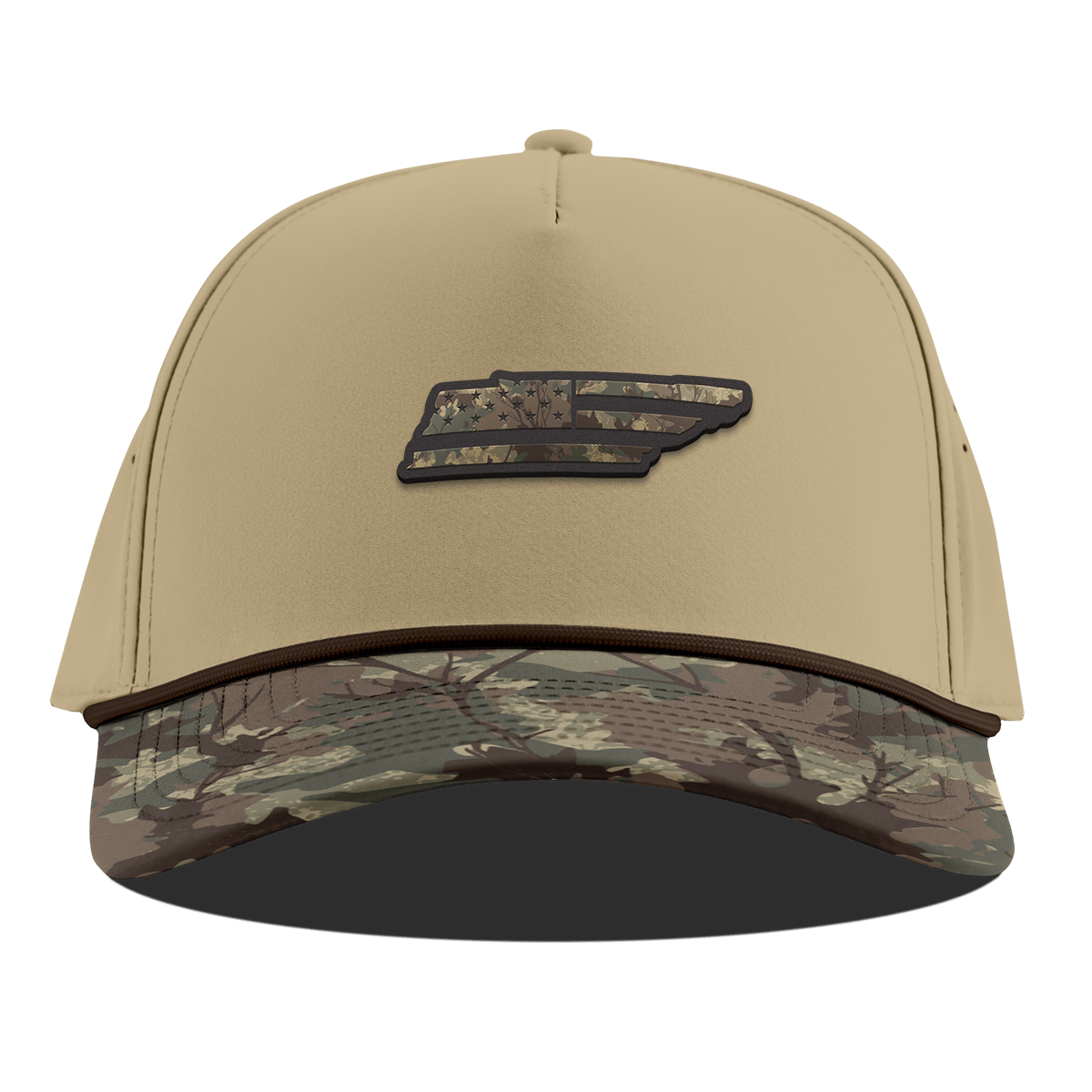Tennessee Timber Camo Patriot Curved 5 Panel Rope Desert/Timber Camo