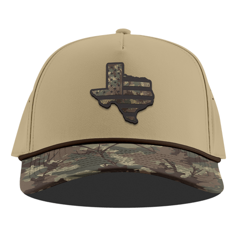 Texas Timber Camo Patriot Curved 5 Panel Rope Desert/Timber Camo