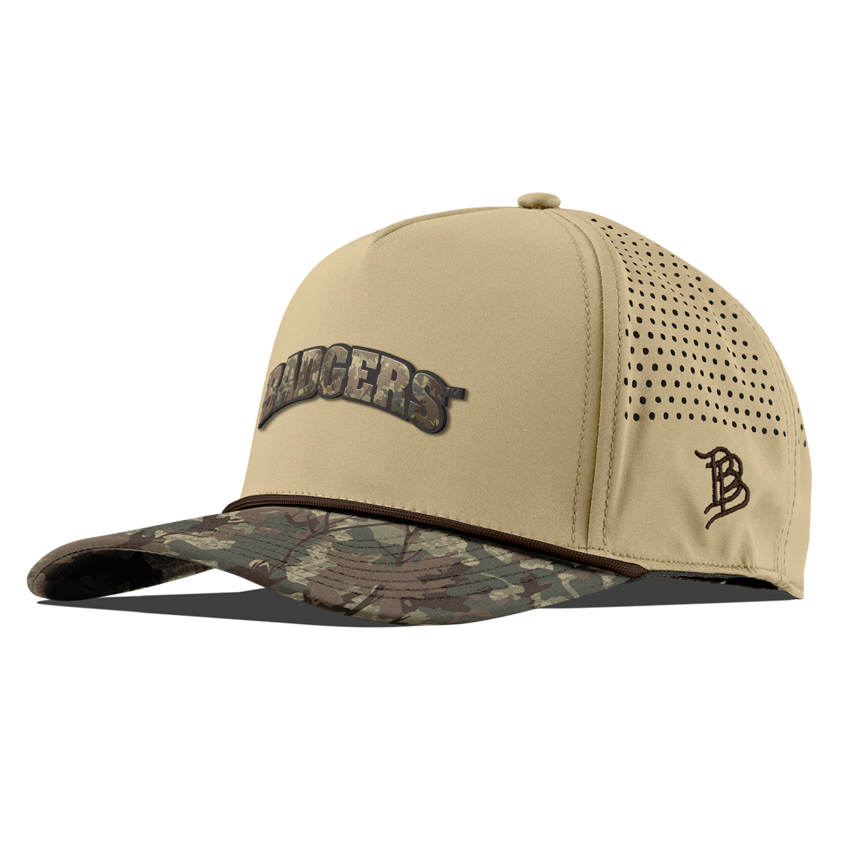 University of Wisconsin "Wisconsin Timber Camo Series" Curved 5 Panel Rope Desert/Timber Camo