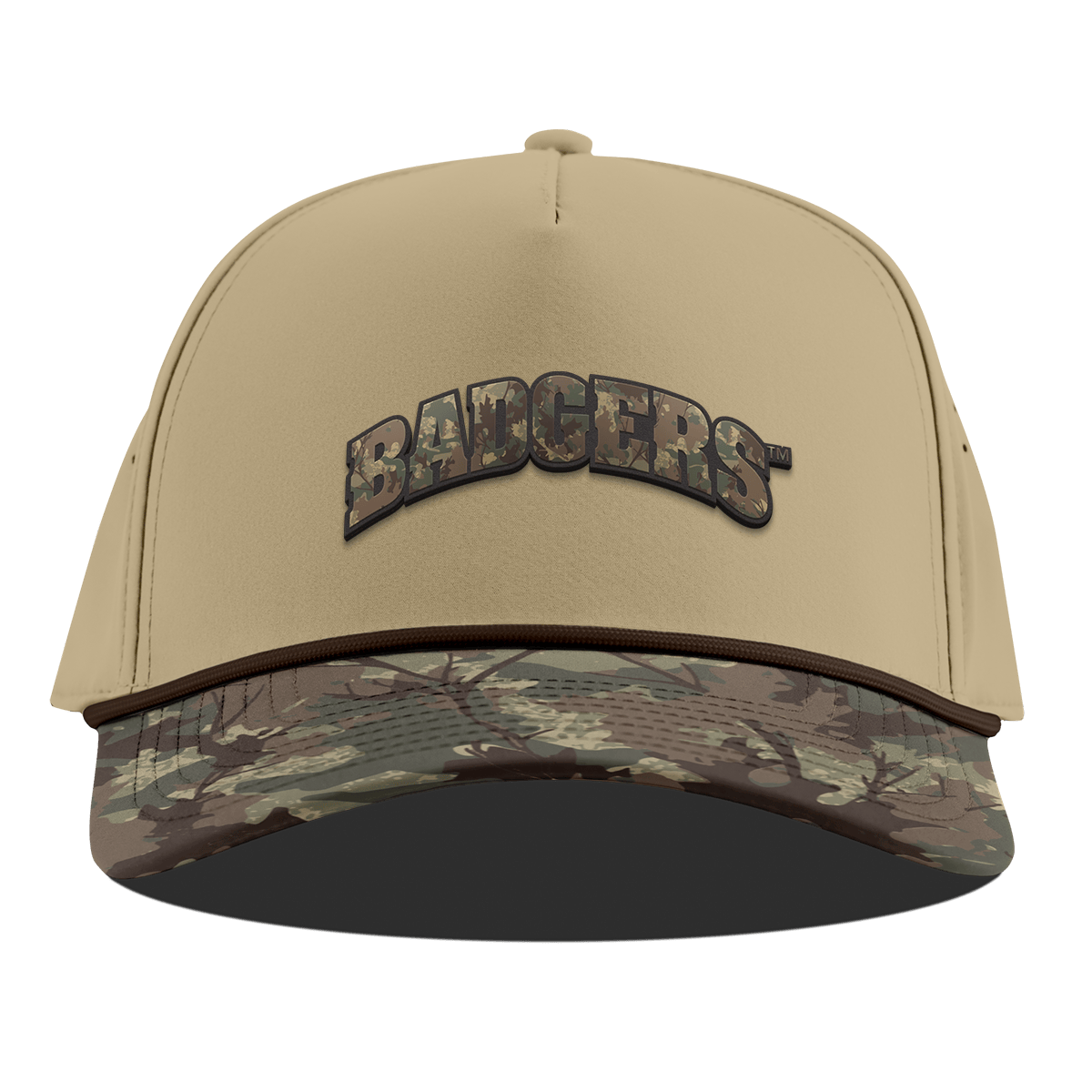 University of Wisconsin "Wisconsin Timber Camo Series" Curved 5 Panel Rope Desert/Timber Camo