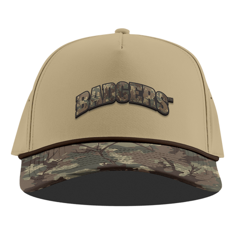University of Wisconsin "Wisconsin Timber Camo Series" Curved 5 Panel Rope Desert/Timber Camo