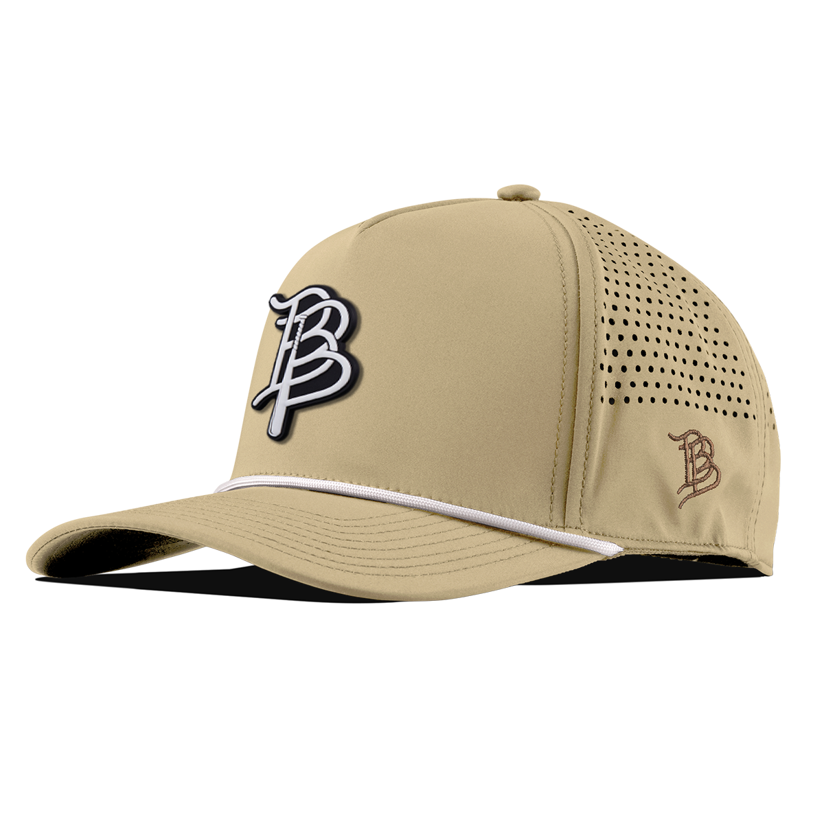 BB Baseball Cutout PVC Curved 5 Panel Performance Desert/White