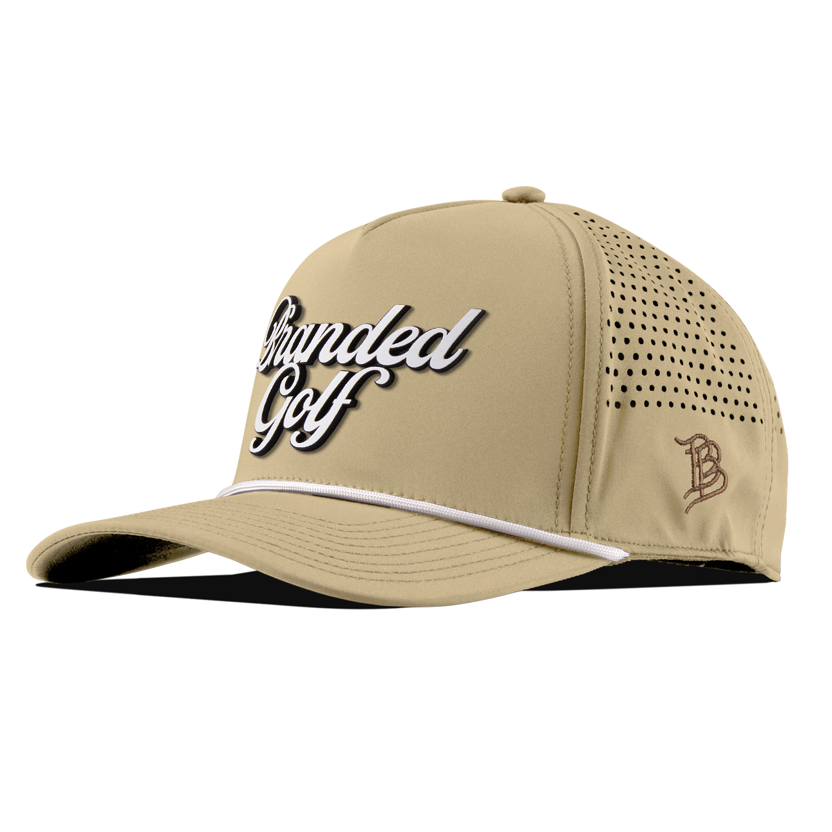 Branded Golf Curved 5 Panel Rope Desert/White