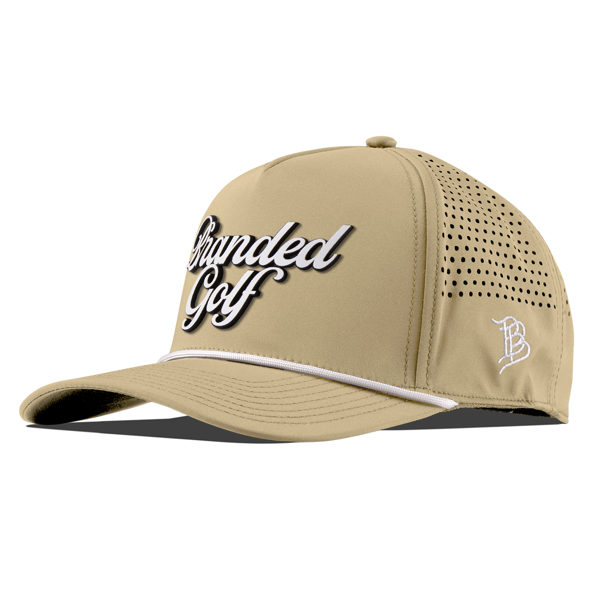 Branded Golf Script Curved 5 Panel Rope Desert