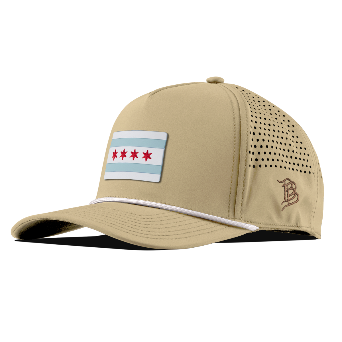 Chicago Flag Curved 5 Panel Rope Desert/White