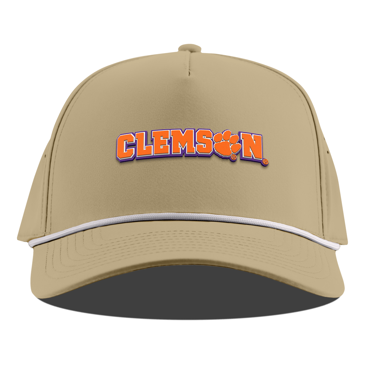 Clemson University "Clemson Block" Curved 5 Panel Rope Desert