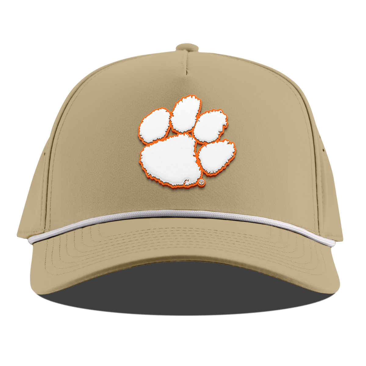 Clemson University "Clemson Tigers Paw" Curved 5 Panel Rope Desert