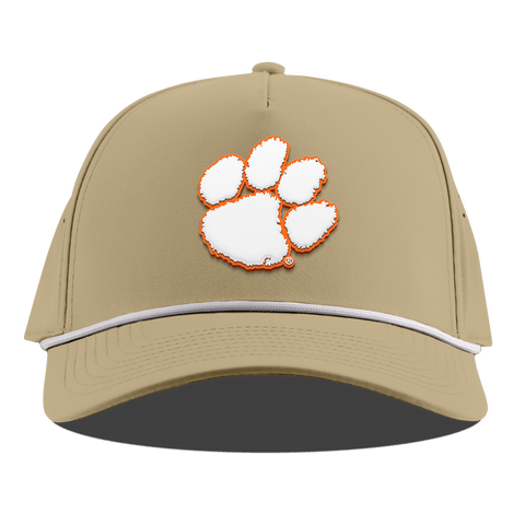 Clemson University "Clemson Tigers Paw" Curved 5 Panel Rope Desert