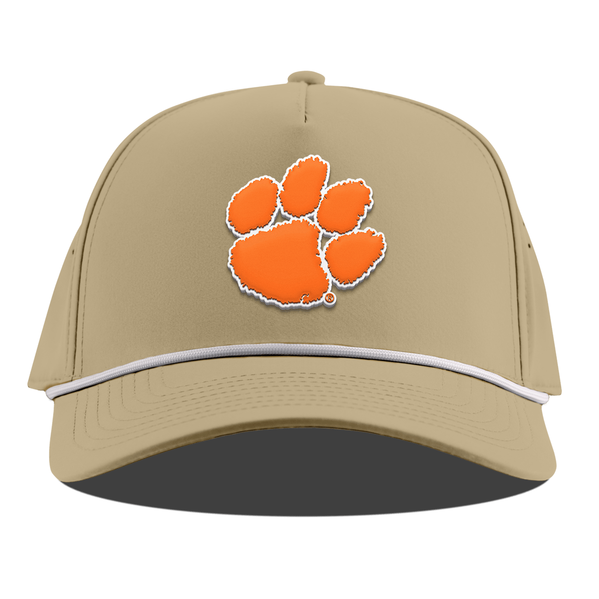 Clemson University "Clemson Tiger Paw" Curved 5 Panel Rope Desert