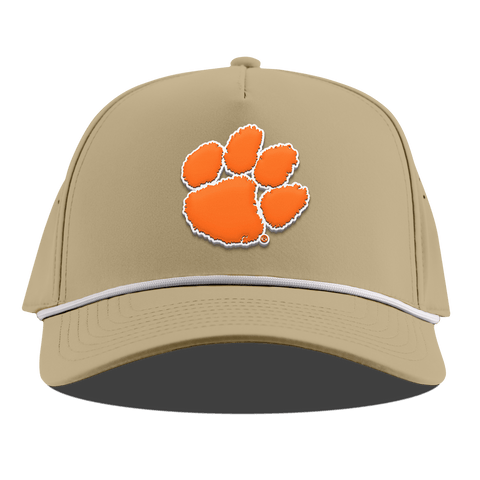 Clemson University "Clemson Tiger Paw" Curved 5 Panel Rope Desert