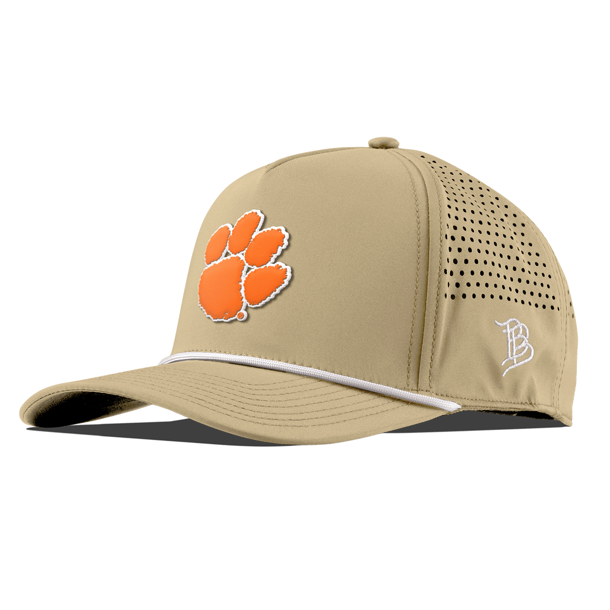 Clemson University "Clemson Tiger Paw" Curved 5 Panel Rope Desert