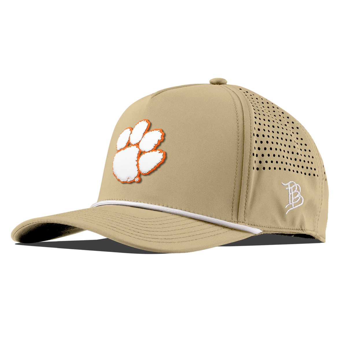 Clemson University "Clemson Tigers Paw White" Curved 5 Panel Rope Desert