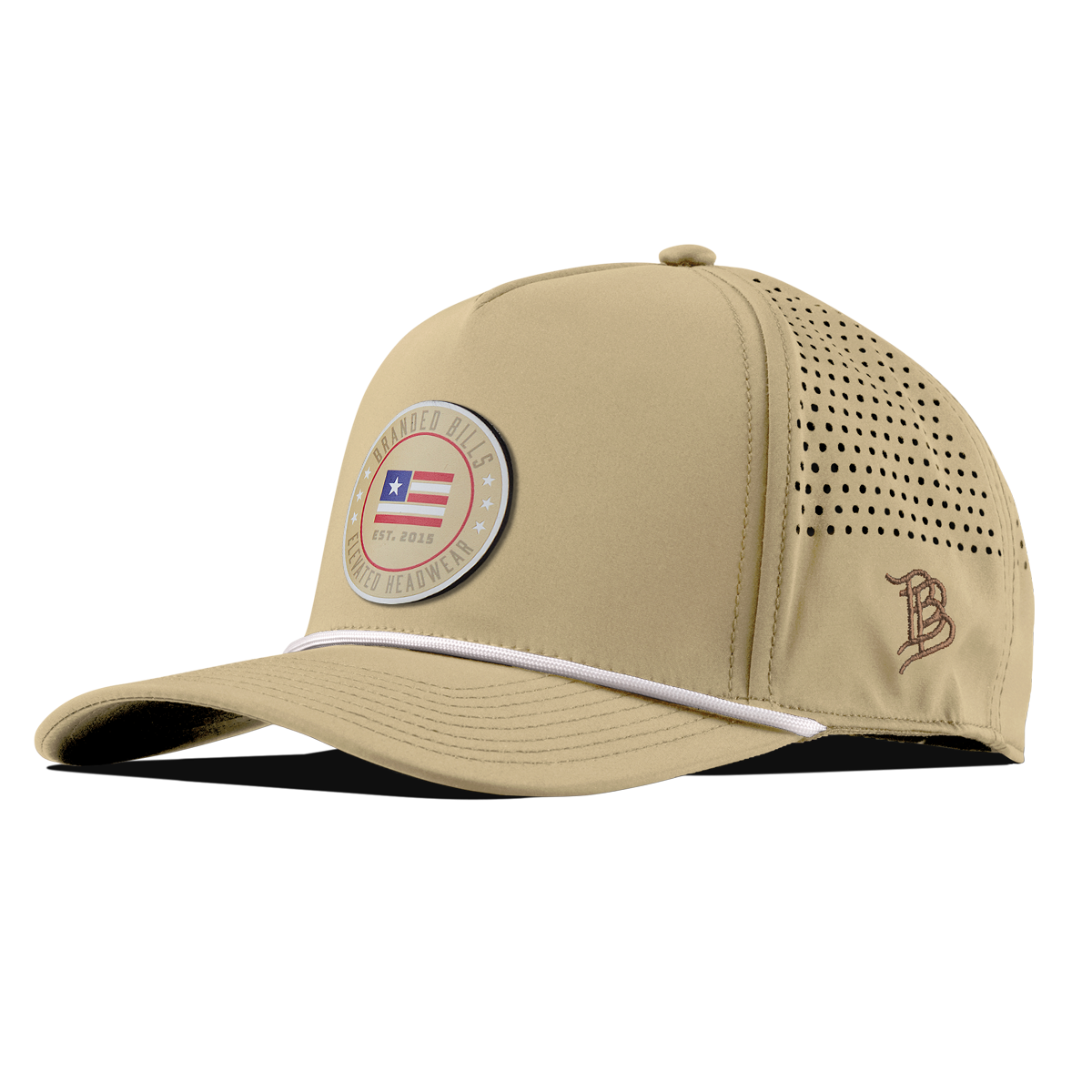 Elevated American Tan Curved 5 Panel Rope Desert/White