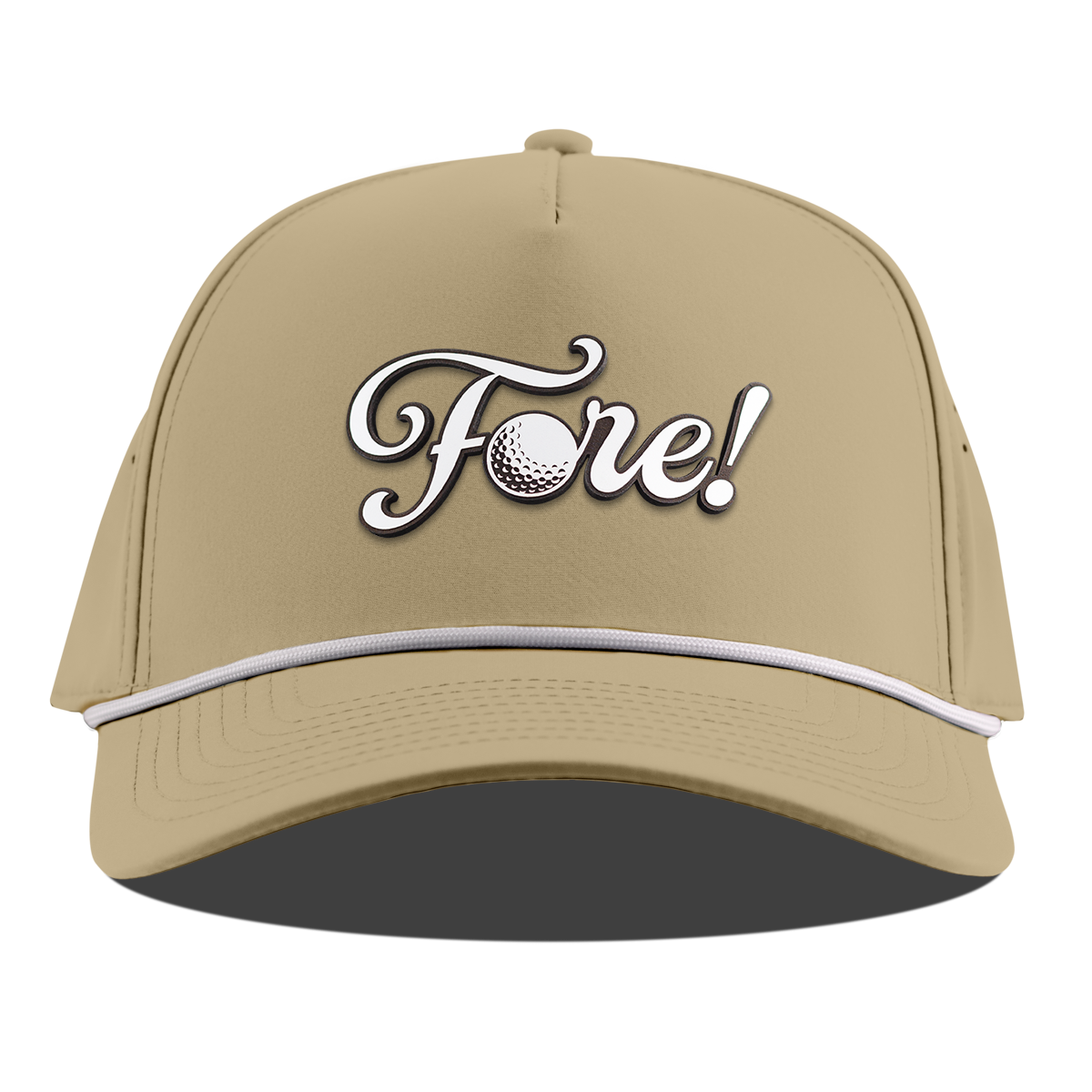 Fore! Script Curved 5 Panel Rope Desert