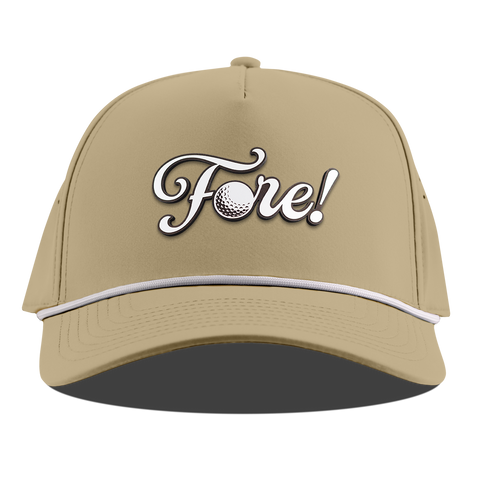 Fore! Script Curved 5 Panel Rope Desert