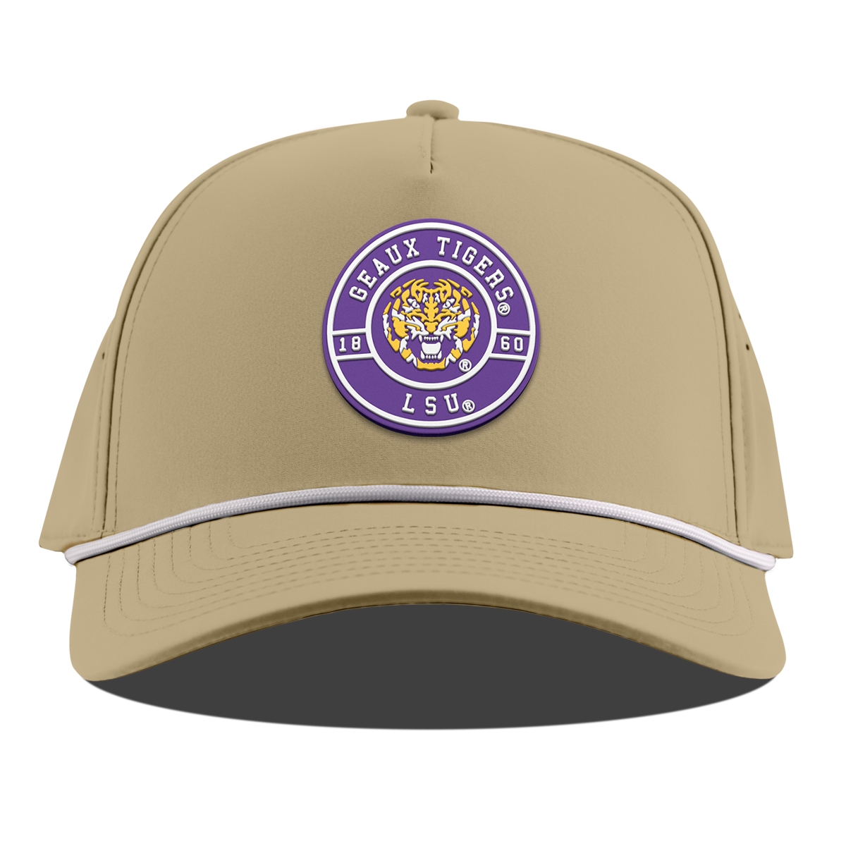 Louisiana State University "Geaux LSU Tigers" Curved 5 Panel Rope Desert