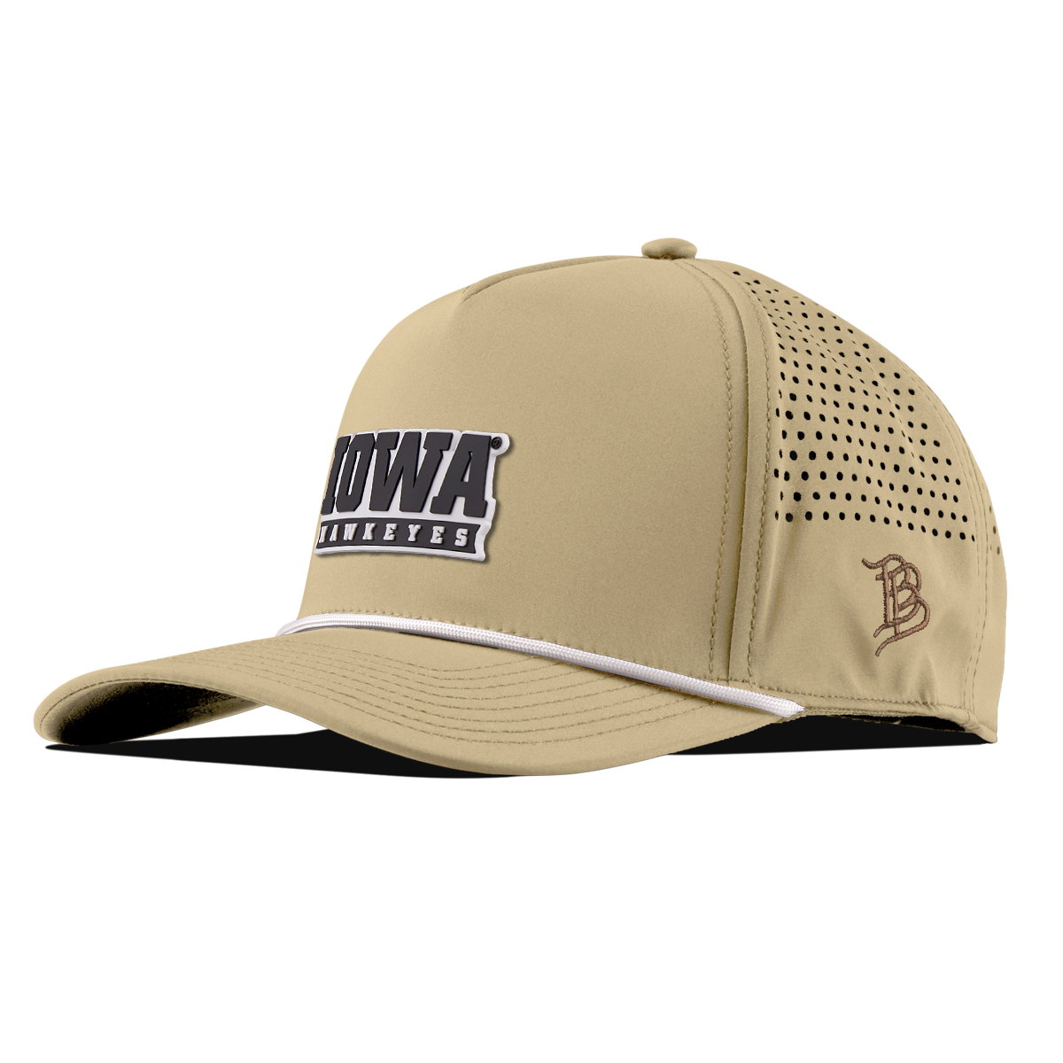 University of Iowa "Iowa Hawkeyes Block" Curved 5 Panel Rope Desert