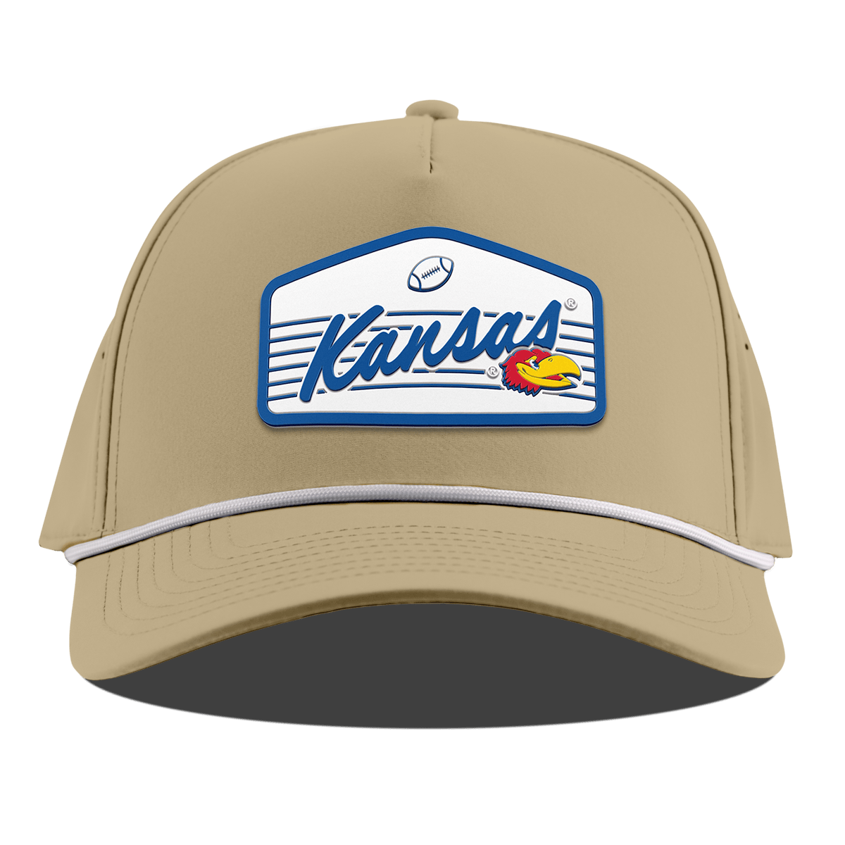 University of Kansas "Jayhawks Football" Curved 5 Panel Rope Desert
