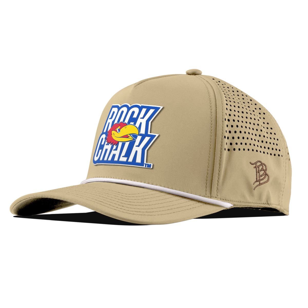 University of Kansas "Kansas Rock Chalk Block" Curved 5 Panel Rope Desert