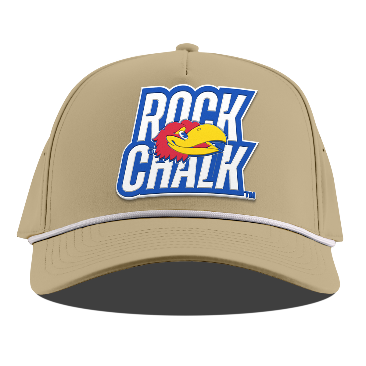 University of Kansas "Kansas Rock Chalk Block" Curved 5 Panel Rope Desert