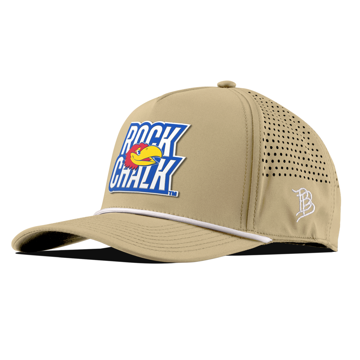 University of Kansas "Kansas Rock Chalk Block" Curved 5 Panel Rope Desert
