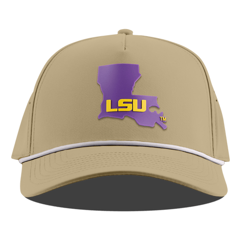 Louisiana State University "LSU Purple State" Curved 5 Panel Rope Desert