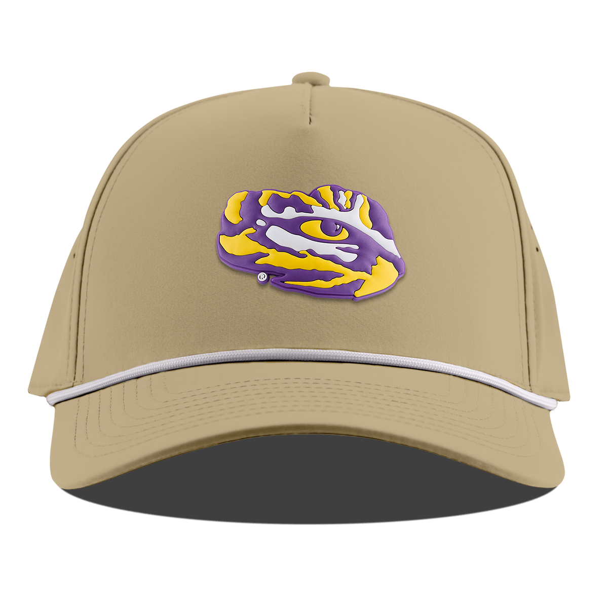 Louisiana State University "LSU Tiger Team Logo" Curved 5 Panel Rope Desert
