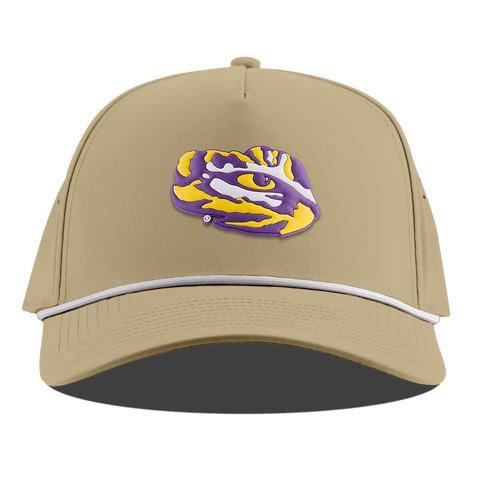 Louisiana State University "LSU Tiger Team Logo" Curved 5 Panel Rope Desert