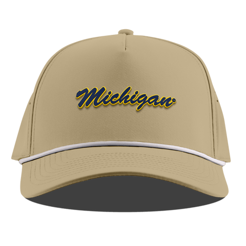 University of Michigan "Michigan Script" Curved 5 Panel Rope Desert