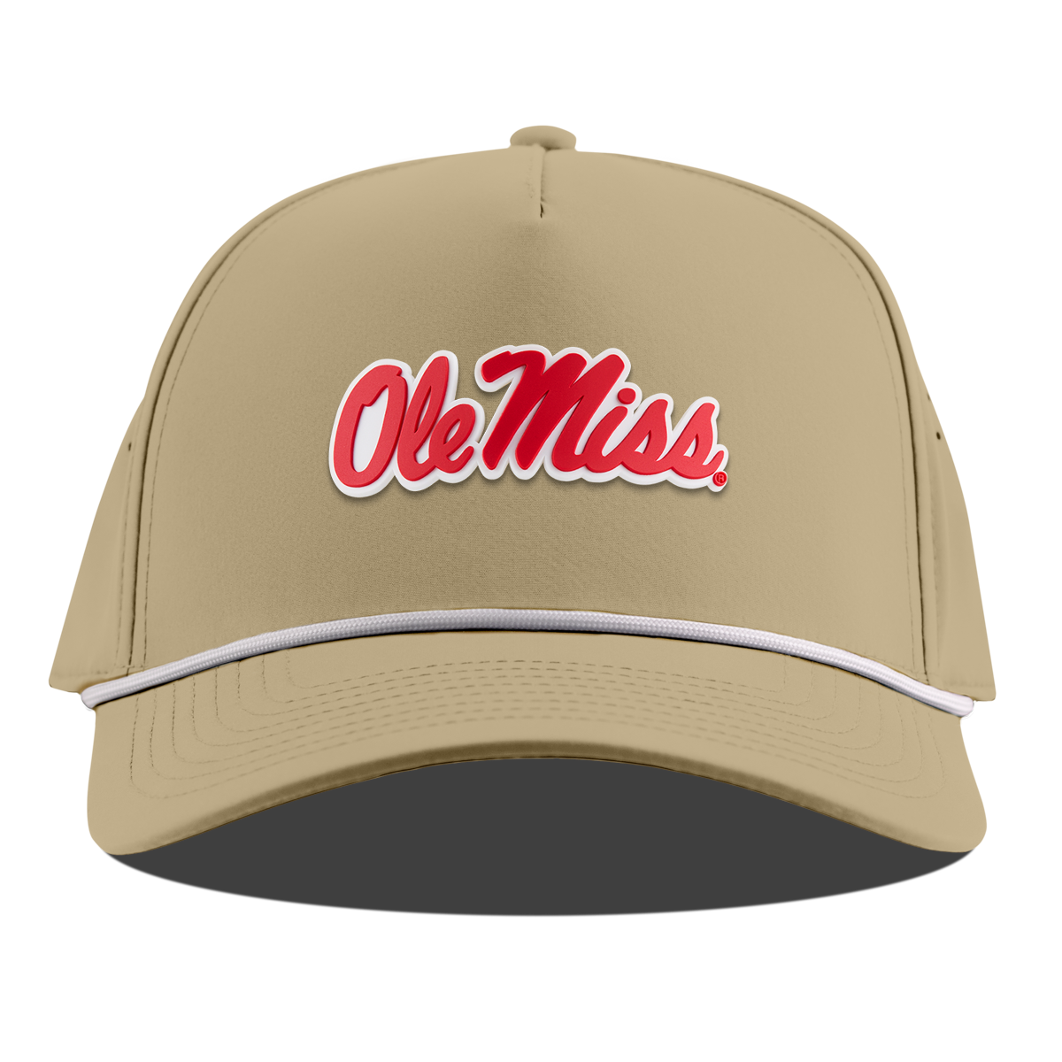 University of Mississippi "Ole Miss Crimson Script" Curved 5 Panel Rope Desert