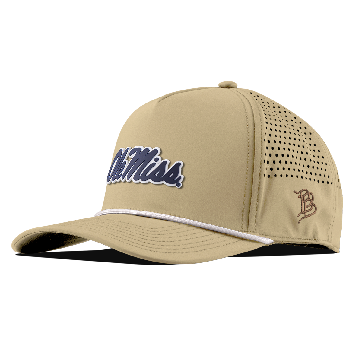 University of Mississippi "Ole Miss Navy Script" Curved 5 Panel Rope Desert