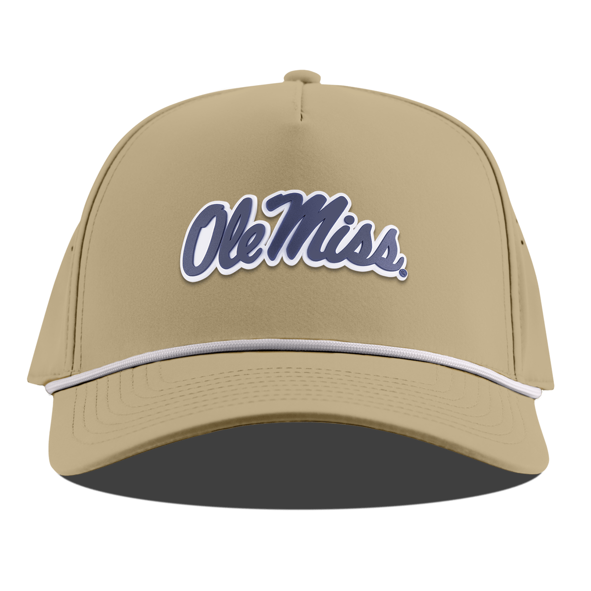 University of Mississippi "Ole Miss Navy Script" Curved 5 Panel Rope Desert