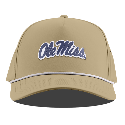 University of Mississippi "Ole Miss Navy Script" Curved 5 Panel Rope Desert