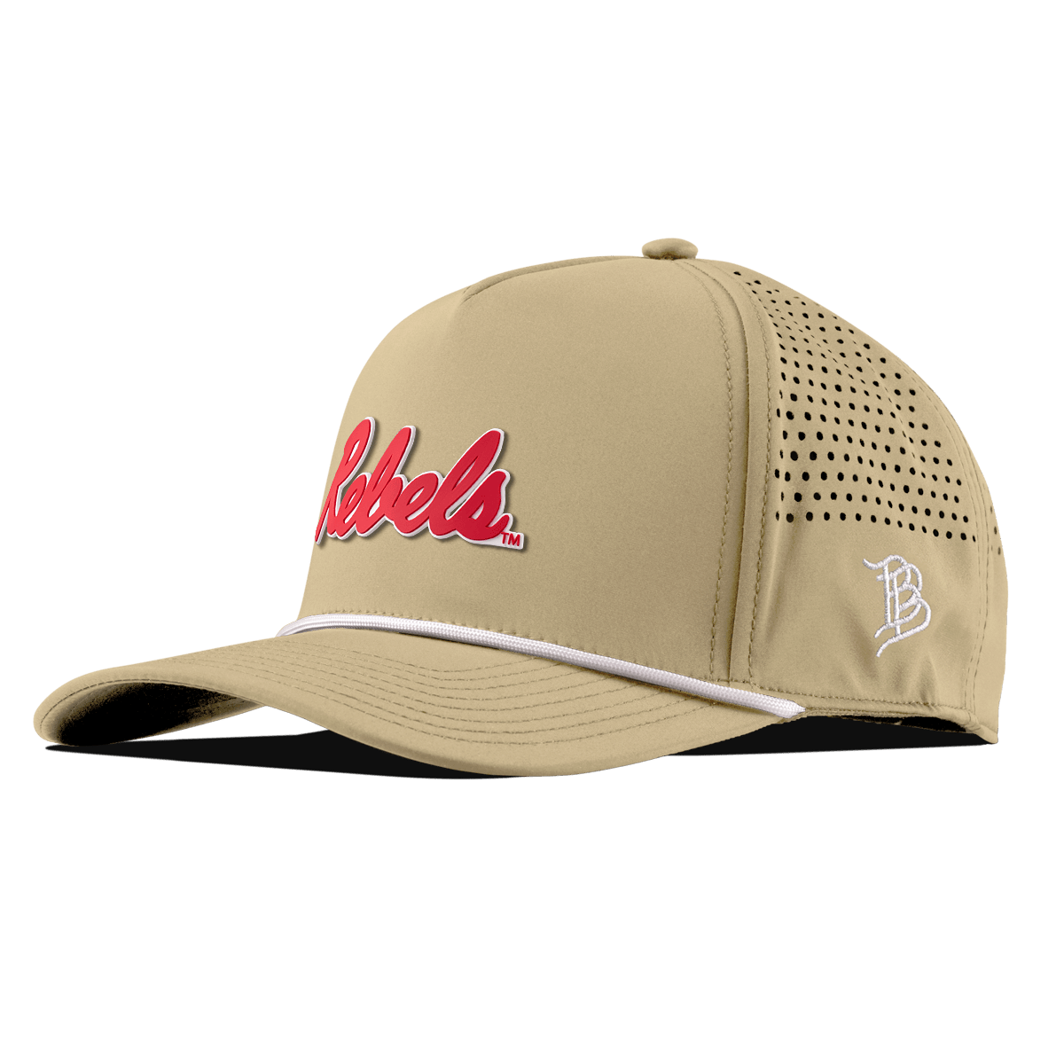 University of Mississippi "Ole Miss Crimson Rebels" Curved 5 Panel Rope Desert