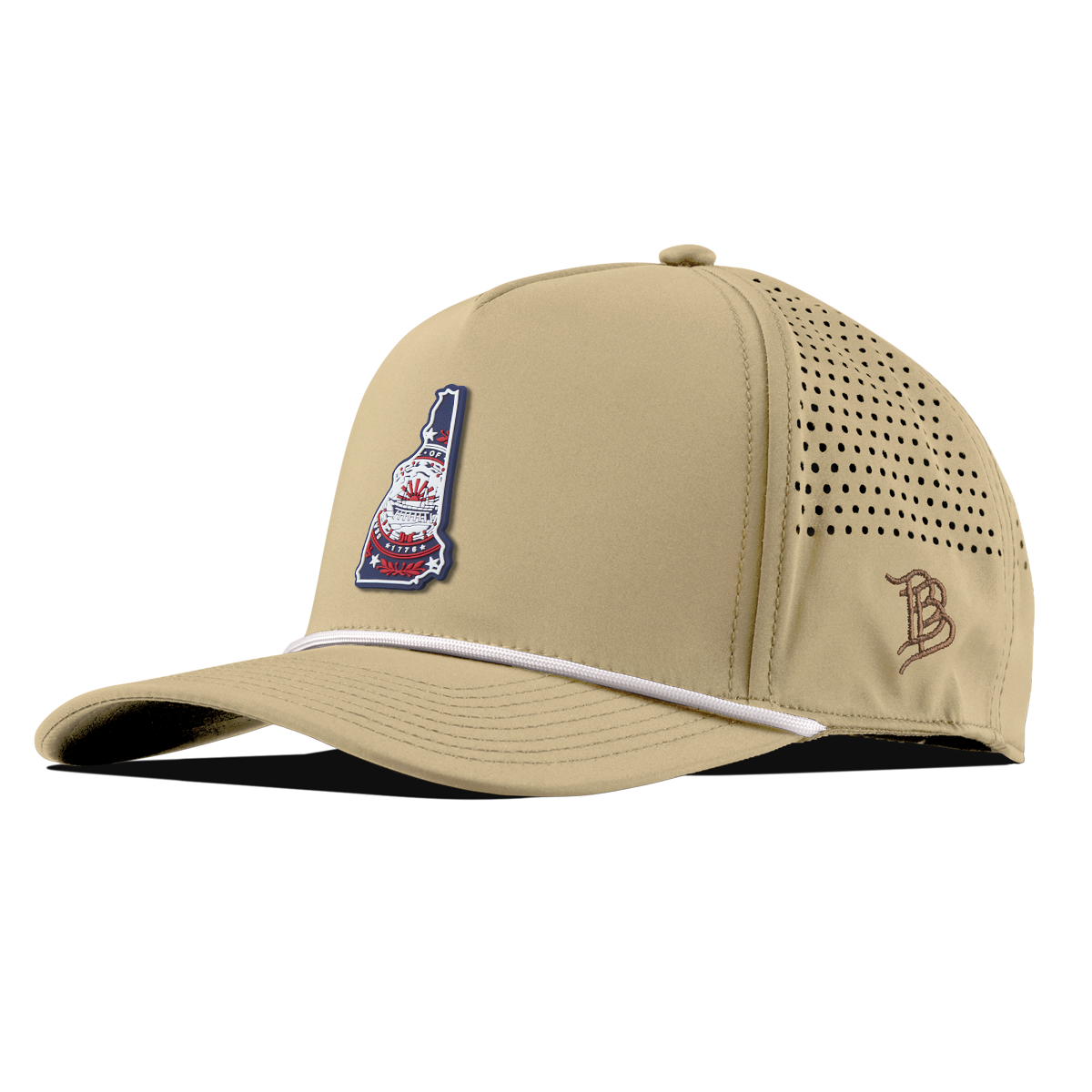 New Hampshire Patriot Series Curved 5 Panel Rope Desert/White