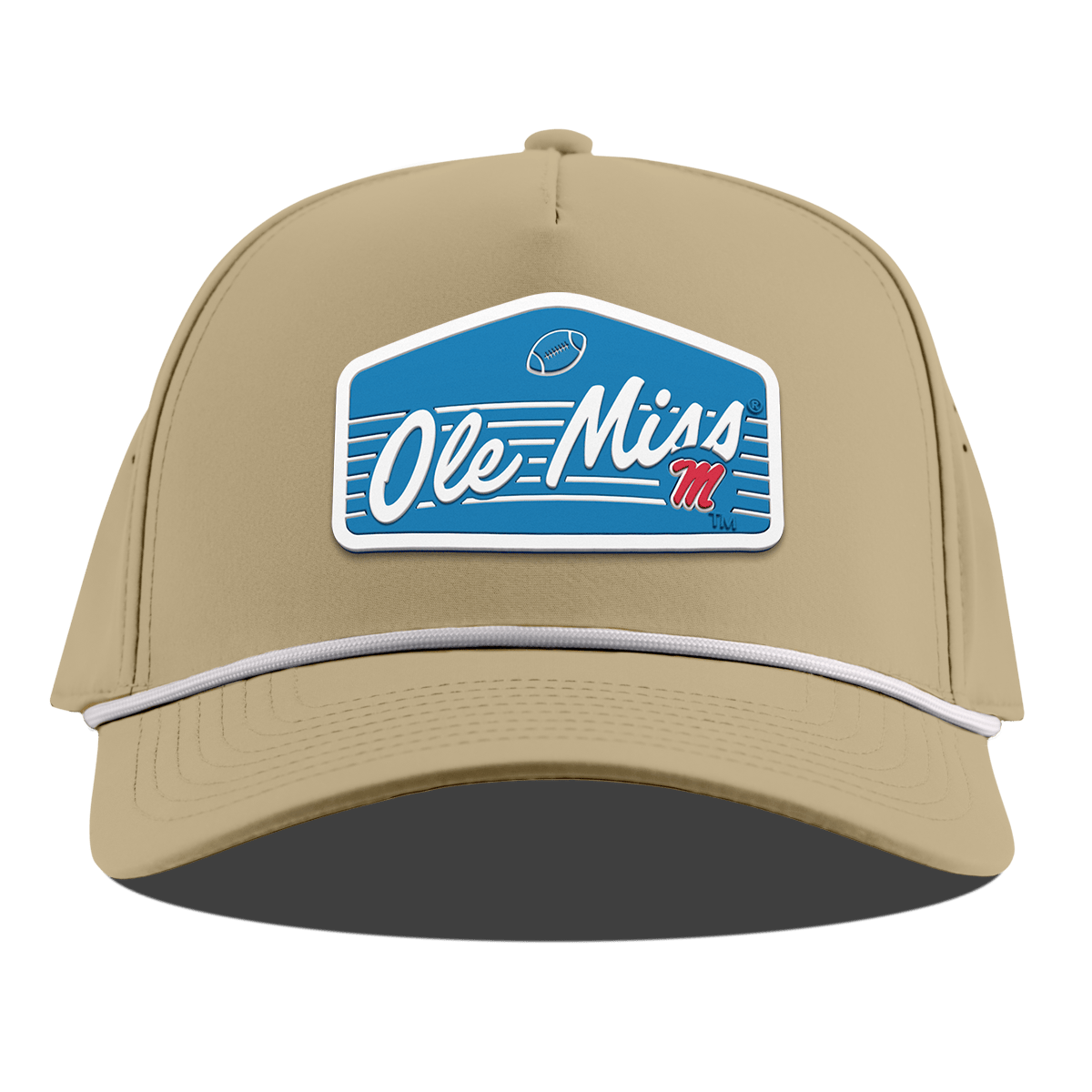 University of Mississippi "Rebel Football" Curved 5 Panel Rope Desert