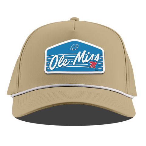 University of Mississippi "Rebel Football" Curved 5 Panel Rope Desert