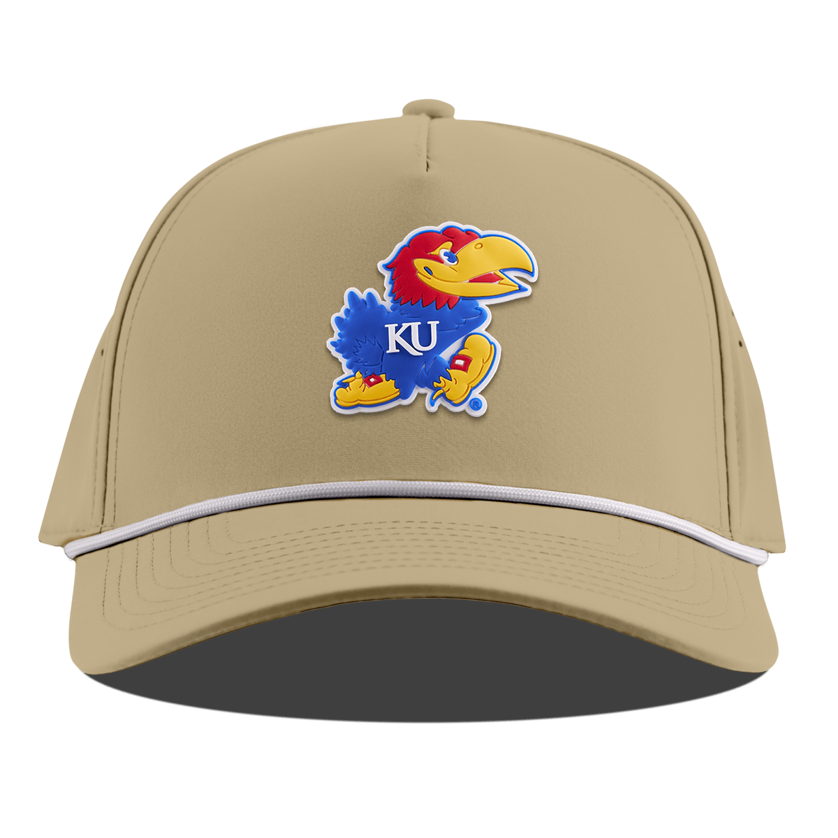 University of Kansas "Rock Chalk Jayhawk" Curved 5 Panel Rope Desert