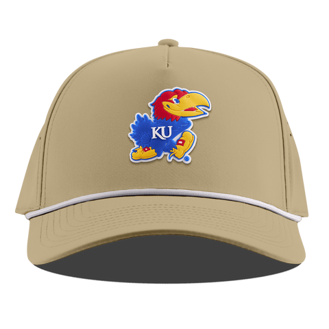 University of Kansas "Rock Chalk Jayhawk" Curved 5 Panel Rope Desert