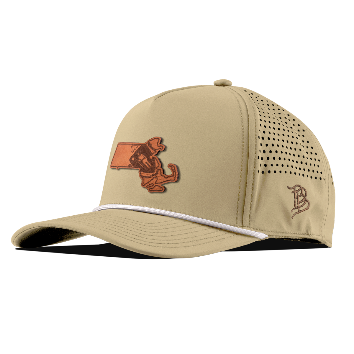 Massachusetts 6 Tan Curved 5 Panel Rope Desert/White