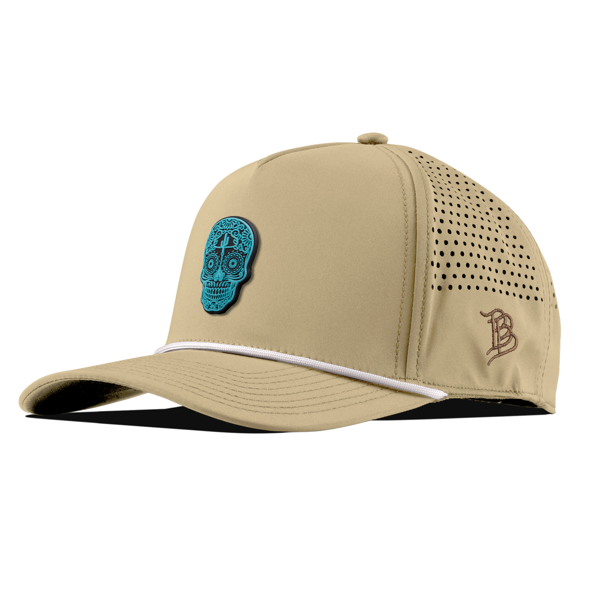 Turquoise Skull PVC Curved 5 Panel Rope Desert