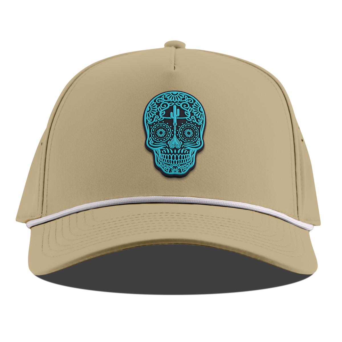 Turquoise Skull PVC Curved 5 Panel Rope Desert