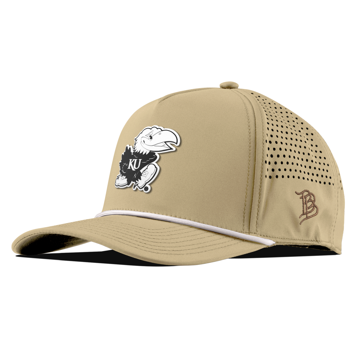 University of Kansas "Vintage Jayhawk" Curved 5 Panel Rope Desert