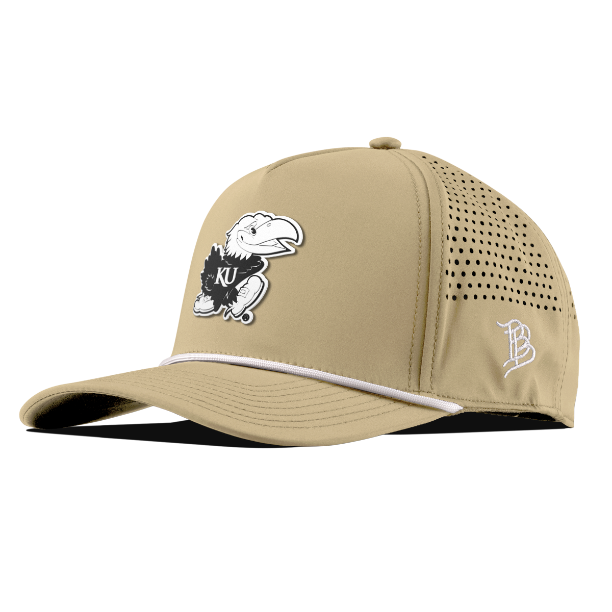 University of Kansas "Vintage Jayhawk" Curved 5 Panel Rope Desert