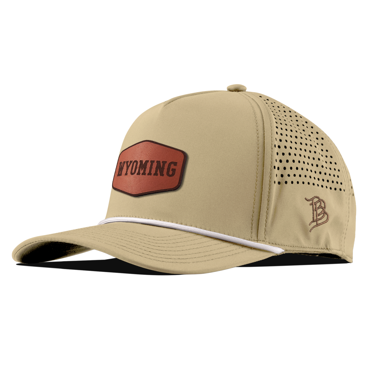 University of Wyoming "Wyoming Plate" Curved 5 Panel Rope Back Desert/White